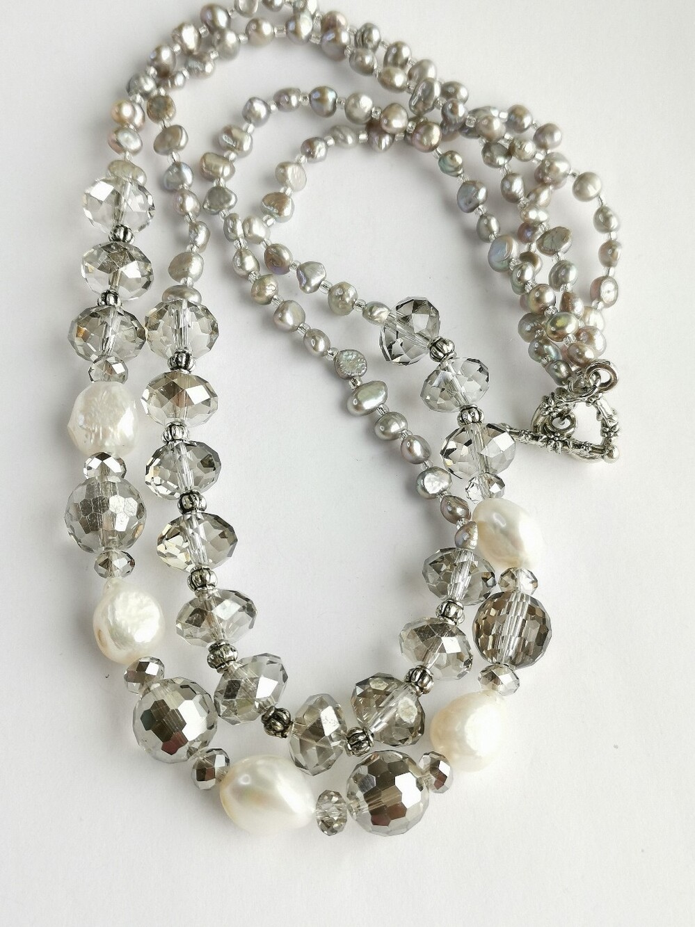 Freshwater pearl silver crystal necklace 🆕